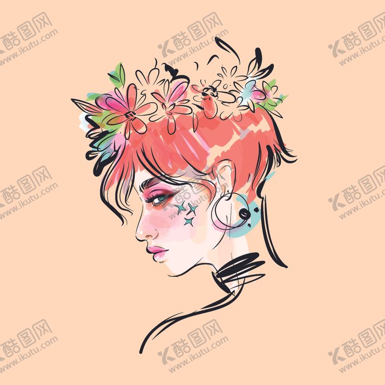 编号：42331109211916437814【酷图网】源文件下载-水彩人儿