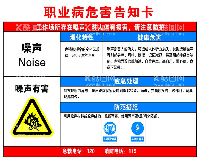 编号：39404711192154115885【酷图网】源文件下载-职业危害告知卡噪声