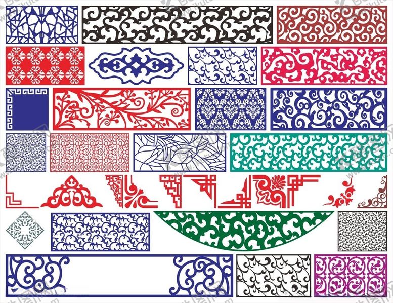 编号：85540310120018261599【酷图网】源文件下载-窗花镂空花纹屏风隔断雕花