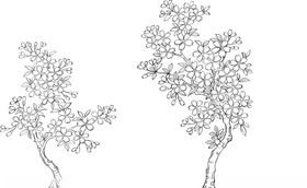 日本线描植物花卉矢量素材