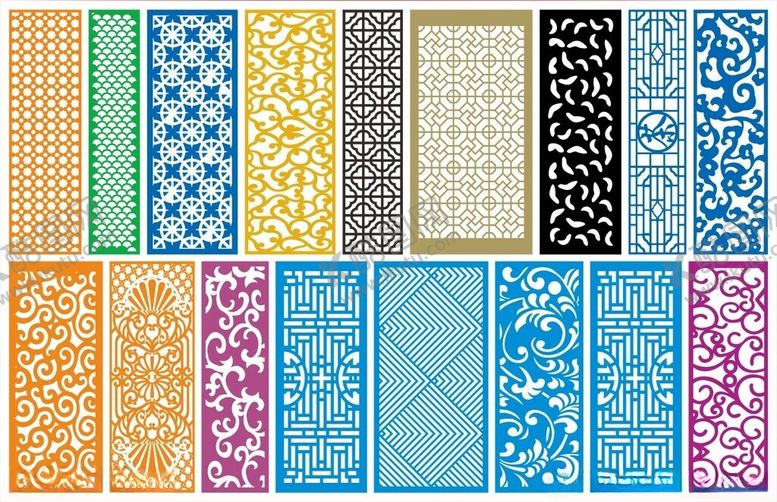 编号：77612010120043197650【酷图网】源文件下载-窗花镂空花纹屏风隔断雕花