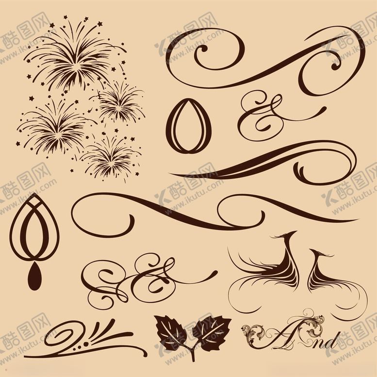 编号：68946211171941377659【酷图网】源文件下载-复古花卉装饰设计元素