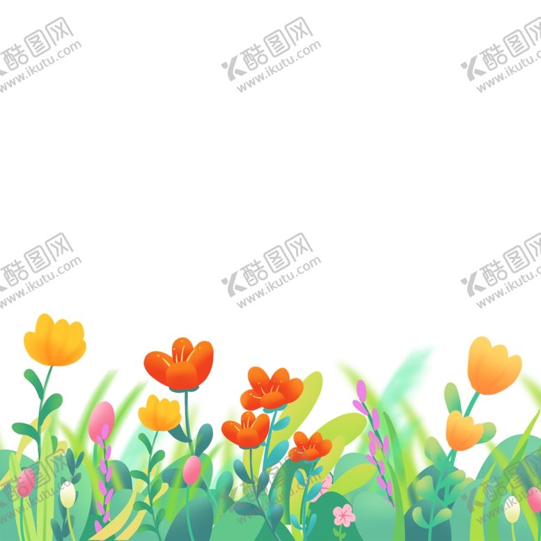 编号：98382804132221475727【酷图网】源文件下载-花草底边装饰春天花草绿植