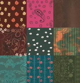 手绘多彩花卉植物集合