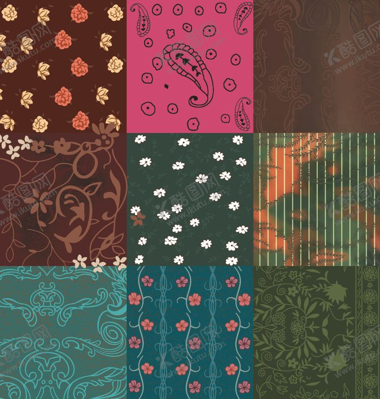 编号：15065604071713206596【酷图网】源文件下载-多彩几何花卉图案集合