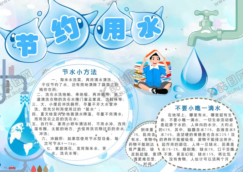 编号：49079603151648225021【酷图网】源文件下载-节约用水小报
