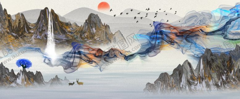 编号：60110201261324283797【酷图网】源文件下载-中国风意境水墨山水画