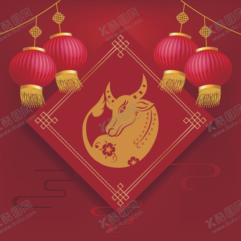 编号：31945106280443225245【酷图网】源文件下载-牛新年展板背景