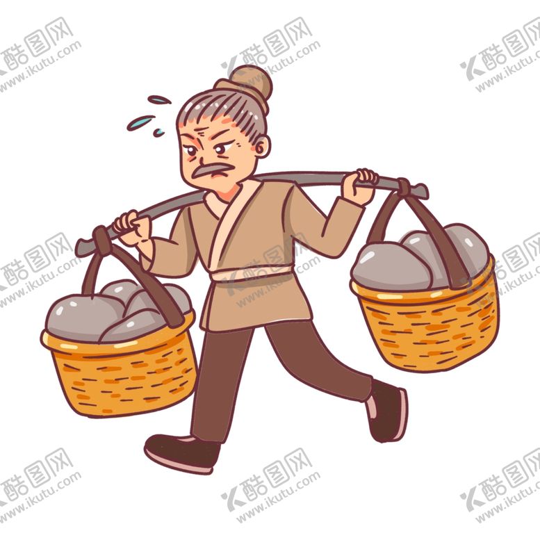 编号：91838503120716272374【酷图网】源文件下载-古人挑扁担干活