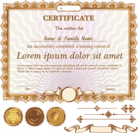 横版证书防伪花纹欧式边框奖状