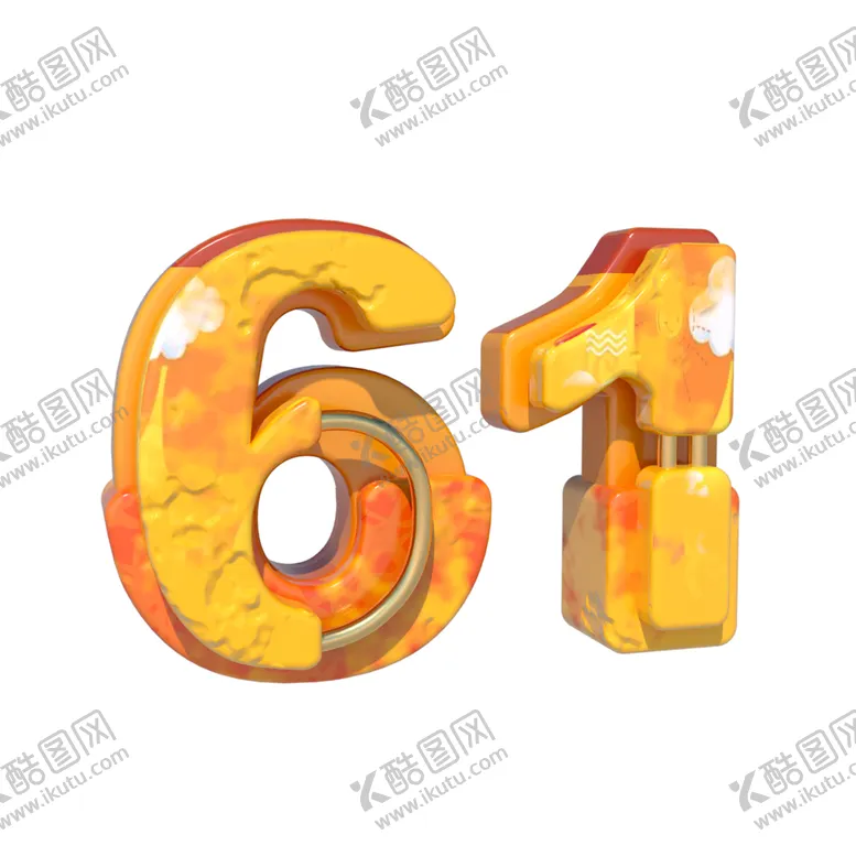 编号：23532106170515585482【酷图网】源文件下载-C4D三维数字61效果装饰图片