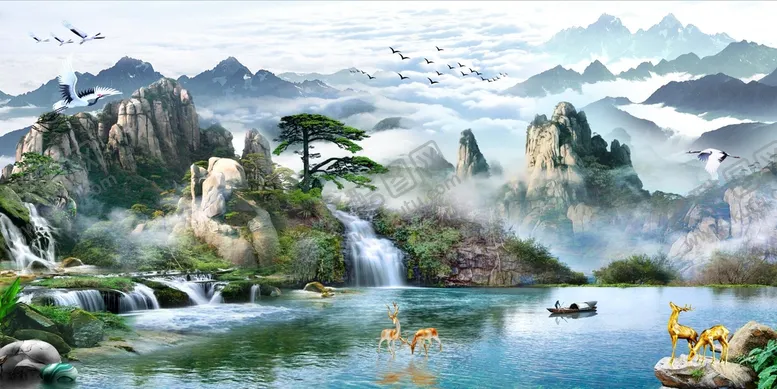 编号：03124509171213578340【酷图网】源文件下载-山水风景画装饰画日出