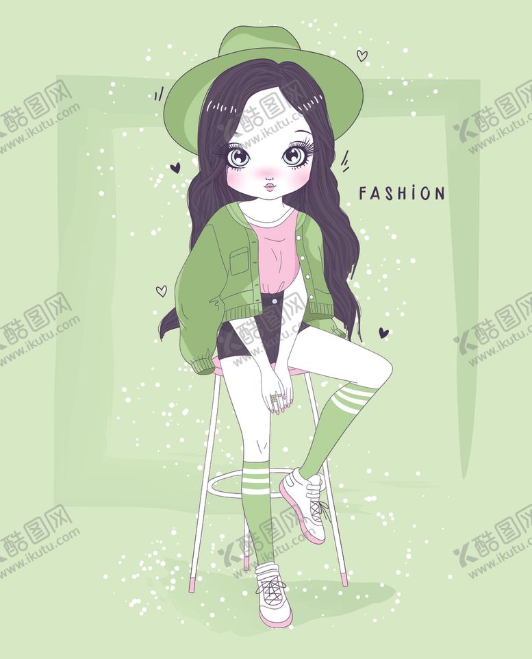编号：67976509142024249791【酷图网】源文件下载-可爱卡通潮流少女插画