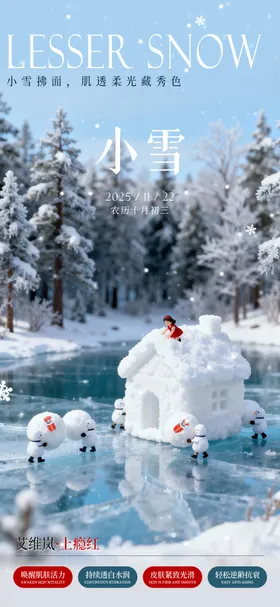 医美二十四节气小雪创意海报
