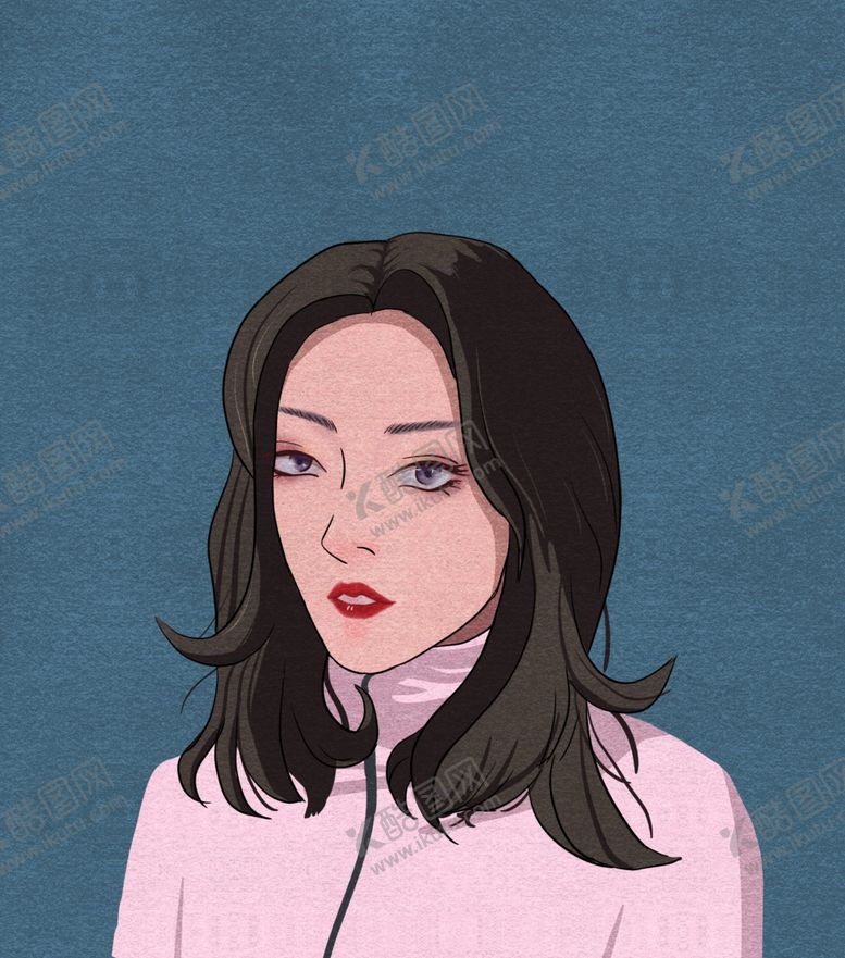 编号：54665411010401245489【酷图网】源文件下载-手绘插画长发女生头像