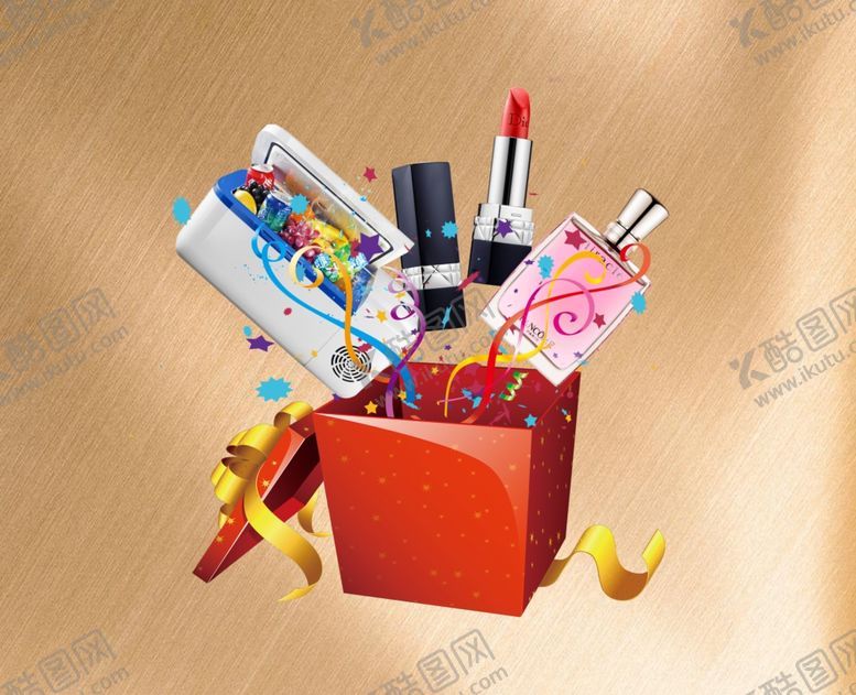 编号：72644605151835073053【酷图网】源文件下载-礼品盒口红香水