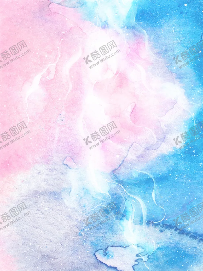 编号：31761904171313248687【酷图网】源文件下载-蓝色粉色唯美水彩装饰画背景