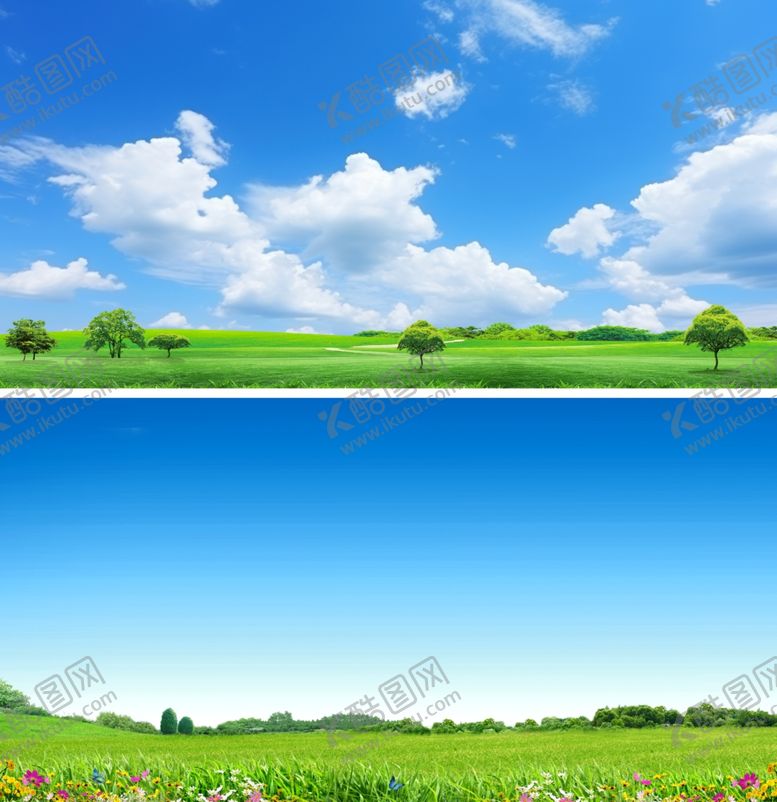 编号：50204910071450369109【酷图网】源文件下载-蓝天白云绿草地