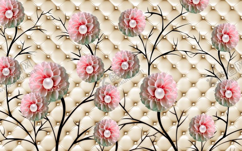 编号：25311410291208213914【酷图网】源文件下载-软装花朵背景墙