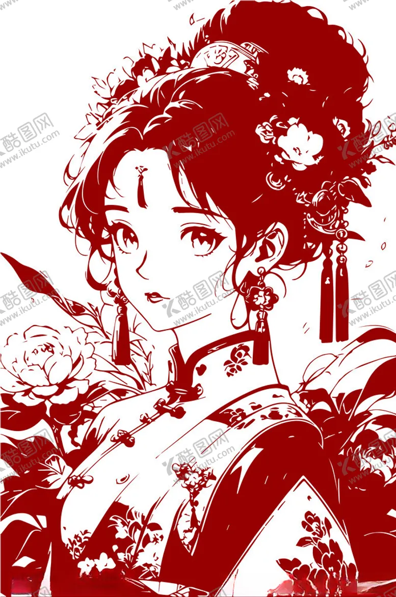 编号：85922002201357257777【酷图网】源文件下载-剪纸美女