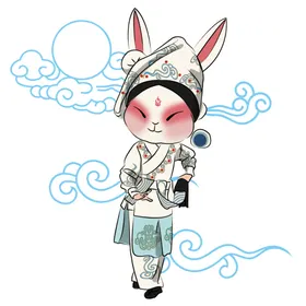 戏曲人物PNG戏曲元素京剧丑中国风插画