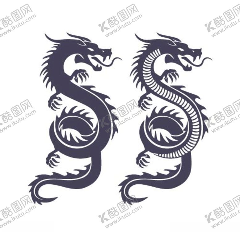 编号：11825110170200267708【酷图网】源文件下载-龙线描矢量图