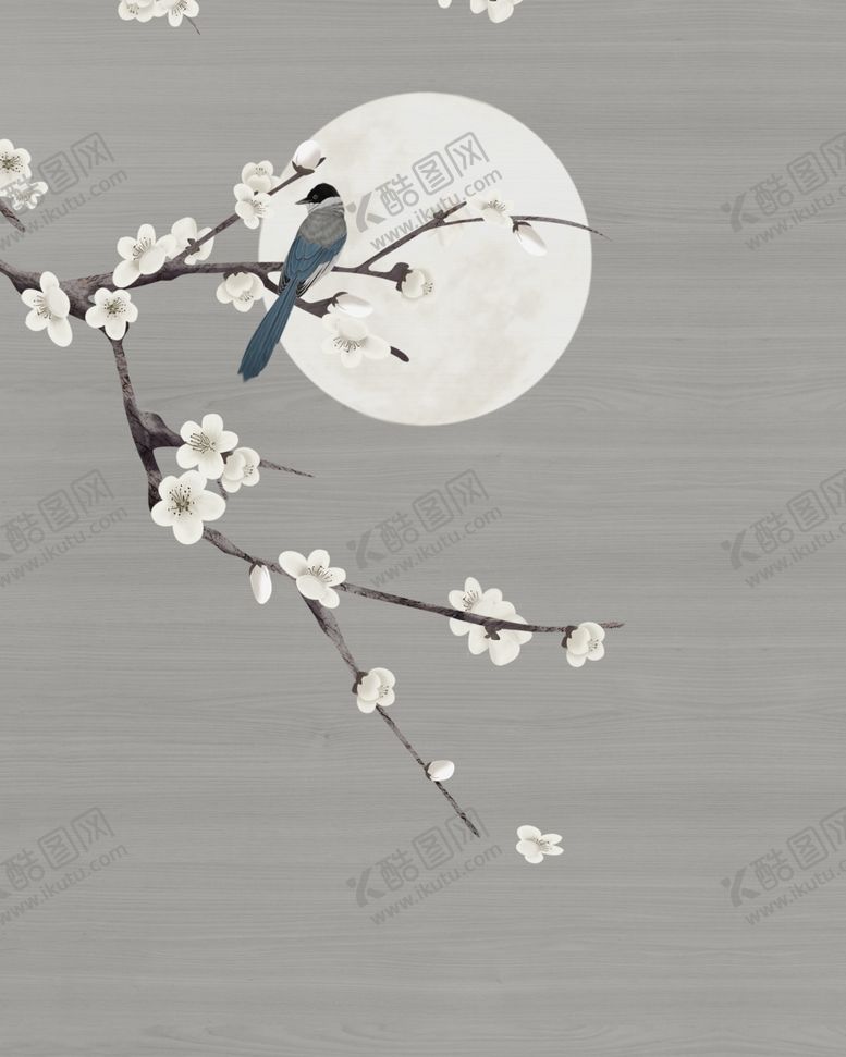 编号：31434701261507041675【酷图网】源文件下载-工笔明月花鸟