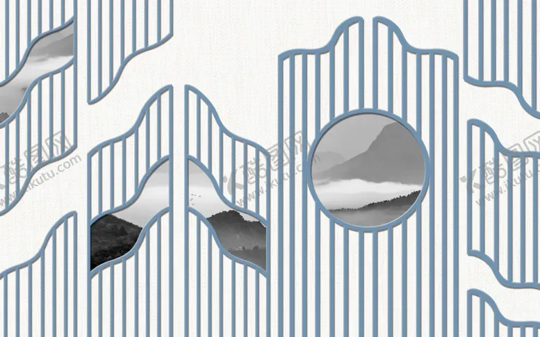 编号：67447304221653157742【酷图网】源文件下载-新中式格栅立瓦背景墙