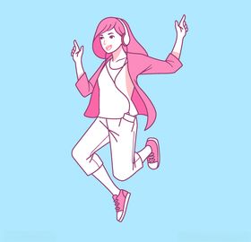 小清新人物男女插画