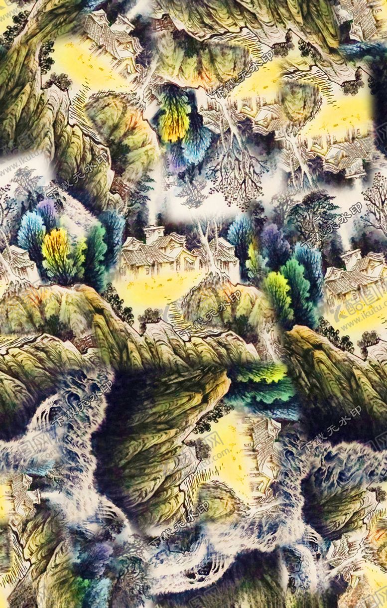 编号：26912909302338348997【酷图网】源文件下载-水墨画印花