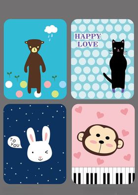 可爱动物卡通图案卡片