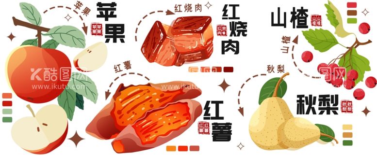 编号：92868111300950584409【酷图网】源文件下载-美食插画系列苹果