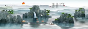 装饰画山水轻奢风景
