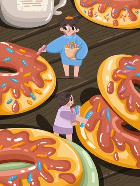美食插画西餐餐厅外卖海报