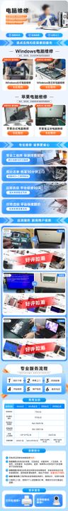 电脑维修产品长图专题设计宣传简约