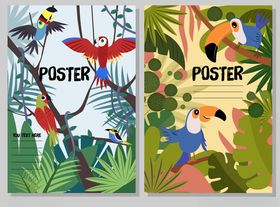 热带鸟类海报插画设计