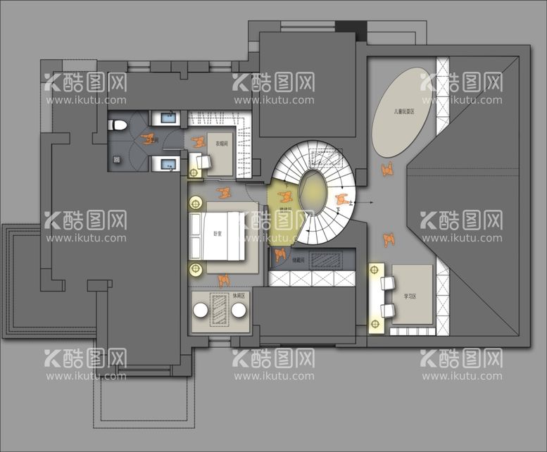 编号：31337611250822509590【酷图网】源文件下载-彩色户型图