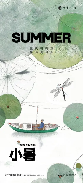 小暑地产荷花湖夏天