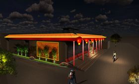 游客中心景区夜景亮化效果图