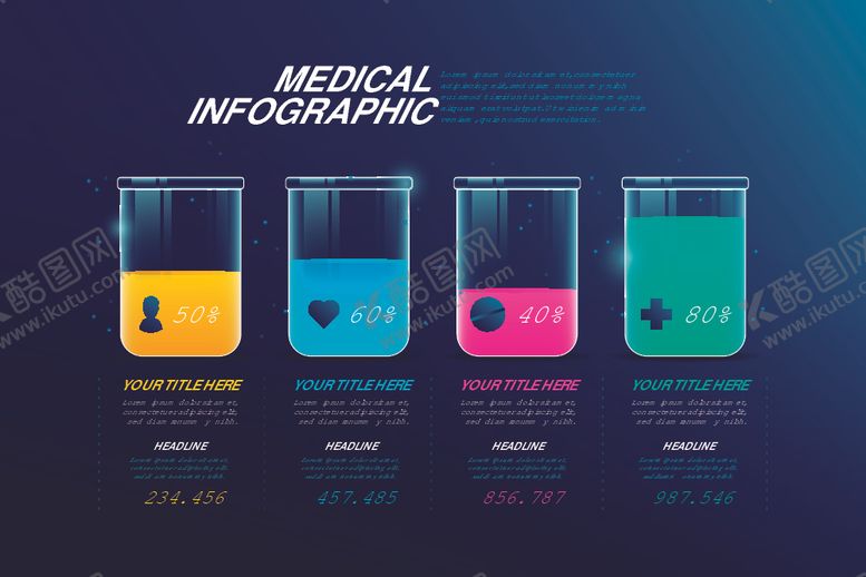 编号：32918109200553541373【酷图网】源文件下载-多彩烧杯医学信息图表头像