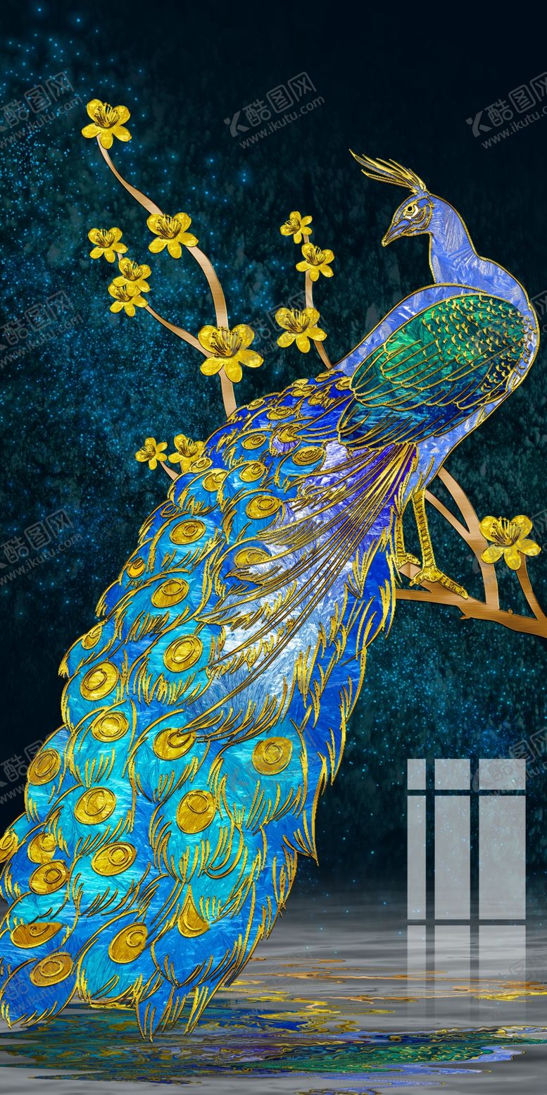 编号：65770610202216045981【酷图网】源文件下载-轻奢大气孔雀玄关画