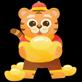 卡通老虎新年中国风年展板