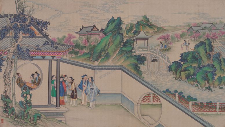 编号：46932005120025332945【酷图网】源文件下载-红楼梦场景精美工笔画