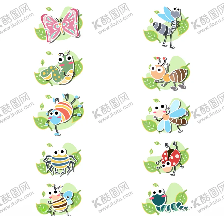 编号：55409304080854332214【酷图网】源文件下载-卡通矢量昆虫各种昆虫