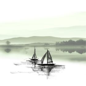 中国风山水水墨画