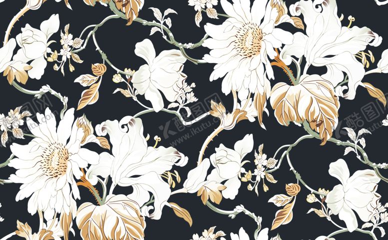 编号：80219309230900012449【酷图网】源文件下载-黑底菊花