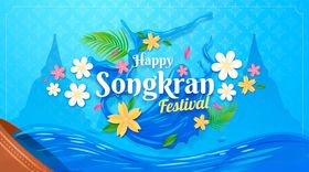 泼水节卡通海报绗架背景