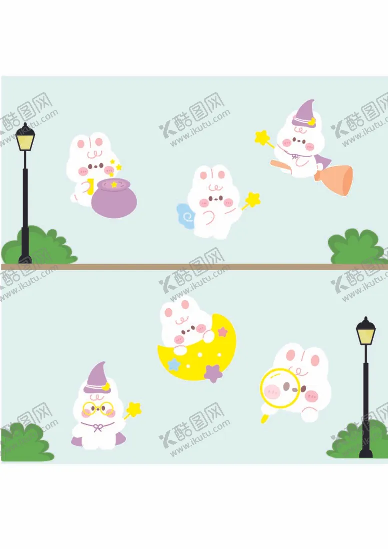 编号：81276409211543213421【酷图网】源文件下载-草地   兔子 泡泡贴  AI