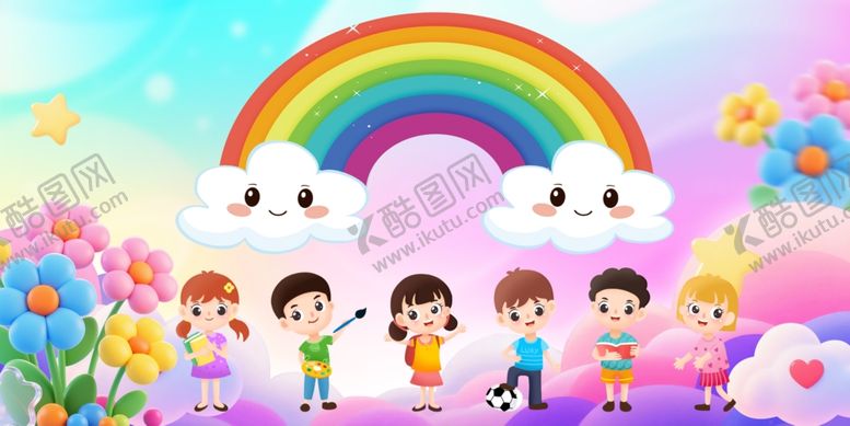 编号：76495510202201143635【酷图网】源文件下载-幼儿园卡通背景墙