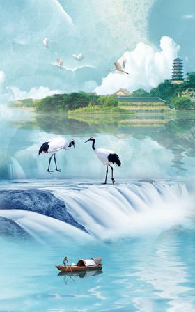 现代风景玄关装饰画